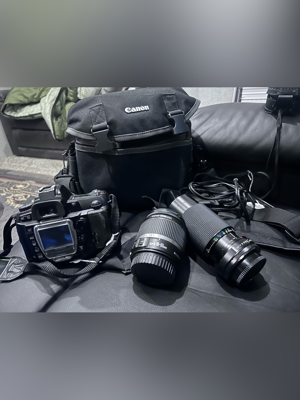 Canon Black Camera Bag with Lenses and Accessories lot
